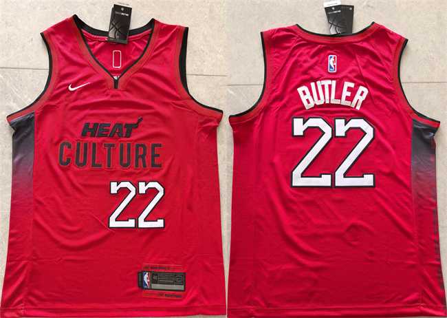 Mens Miami Heat #22 Jimmy Butler Red 2024 City Edition Stitched Basketball Jersey->miami heat->NBA Jersey